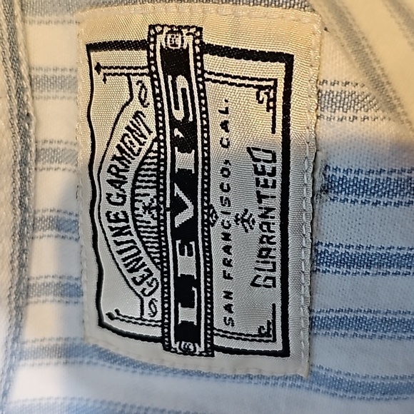 Vintage Levi's Size L XL Snap Front Top White Blue Snap Top - Picture 3 of 3